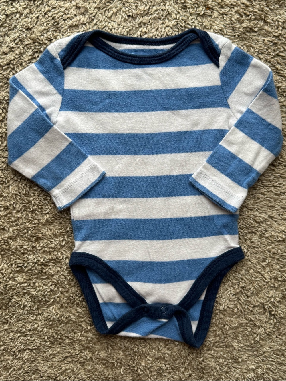 Circo Blue White Striped Long Sleeve Bodysuit 3-6 Months 100% Cotton
